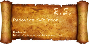 Radovics Sándor névjegykártya