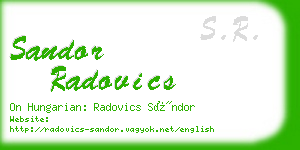 sandor radovics business card